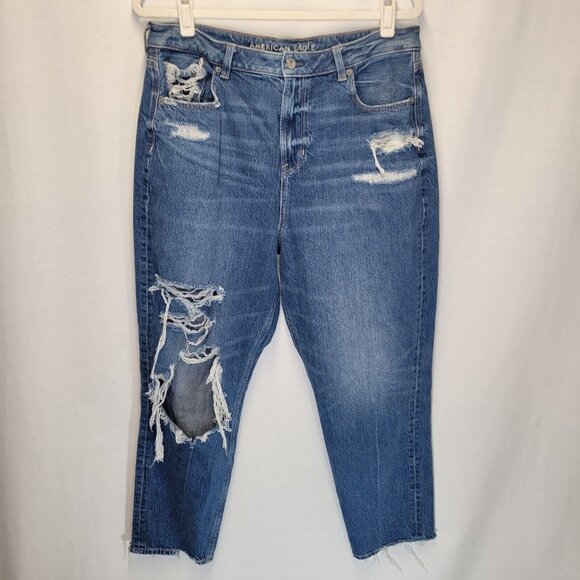 American Eagle Outfitters Denim - American Eagle Women's Size 16 Jeans Mom Jean Distressed Raw Hem